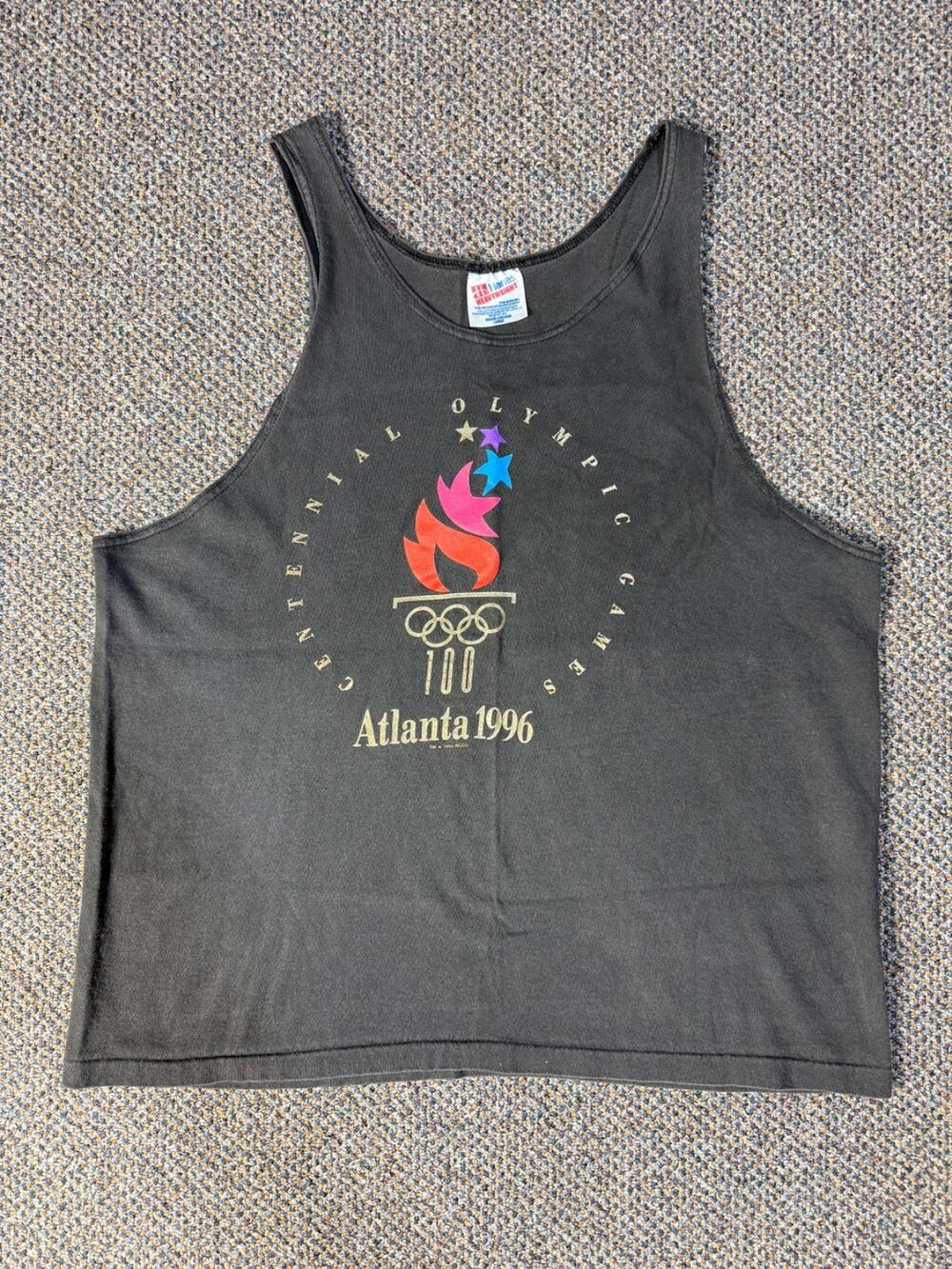 Vintage Hanes Centennial Olympic Games Atlanta 1996 Black Tank Top Size L